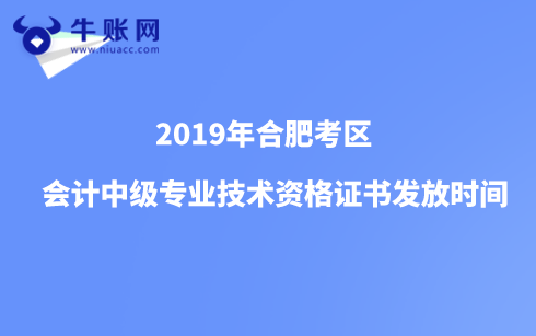 2019年合肥考區(qū)會計中級專業(yè)技術(shù)資格證書發(fā)放時間
