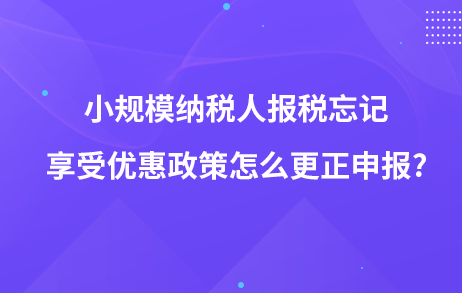 小規(guī)模納稅人報(bào)稅忘記享受優(yōu)惠政策怎么更正申報(bào)?