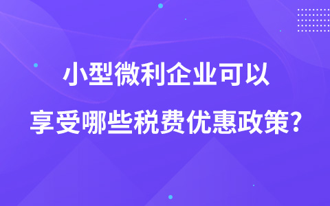小型微利企業(yè)可以享受哪些稅費(fèi)優(yōu)惠政策?