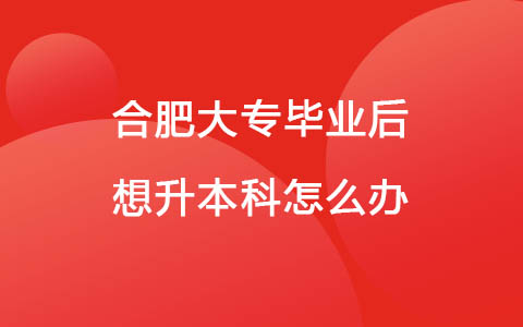 合肥大專畢業(yè)后想升本科怎么辦