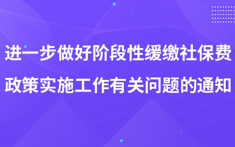 關(guān)于進一步做好階段性緩繳社會保險費政策實施工作有關(guān)問題的通知