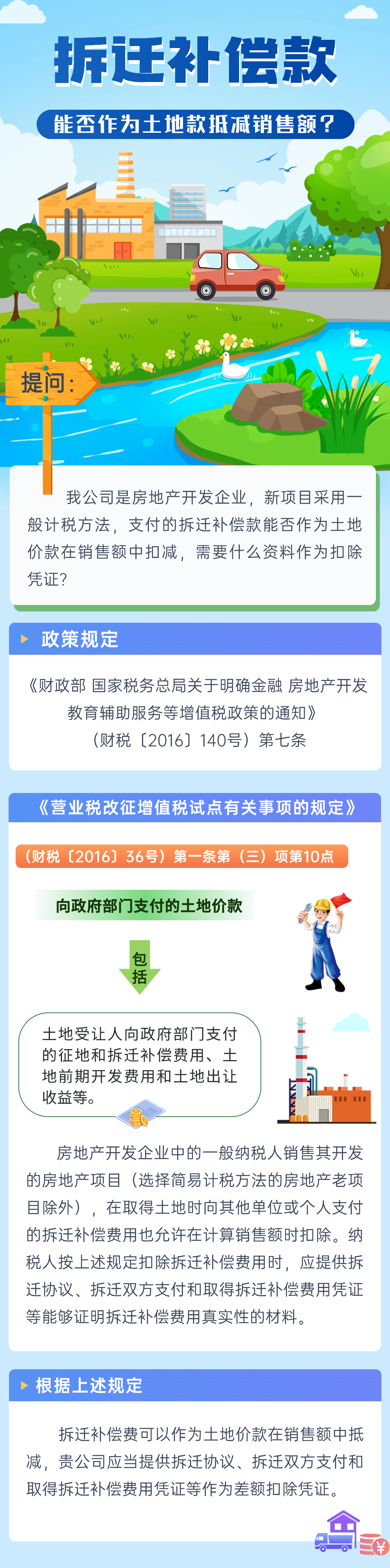 拆遷補償款能否作為土地款抵減銷售額？