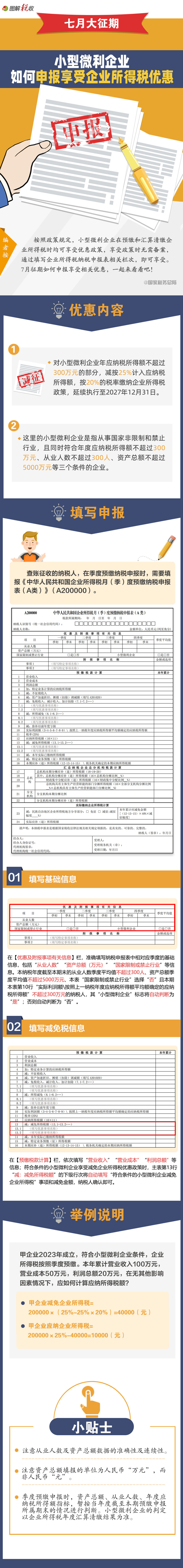 7月大征期一圖了解，小型微利企業(yè)如何申報(bào)享受企業(yè)所得稅優(yōu)惠！