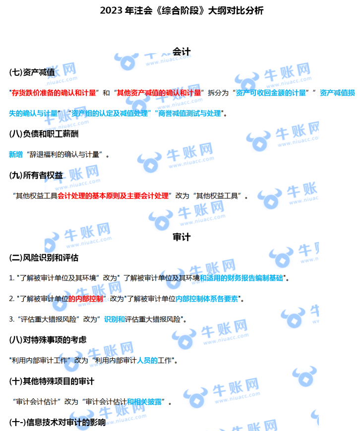2023年CPA注冊會計師考試大綱變化解讀
