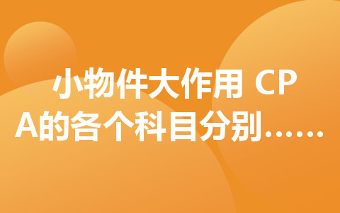 【小物件大作用】CPA的各個(gè)科目分別有什么作用？