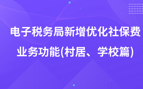 電子稅務(wù)局新增優(yōu)化社保費(fèi)業(yè)務(wù)功能(村居、學(xué)校篇)