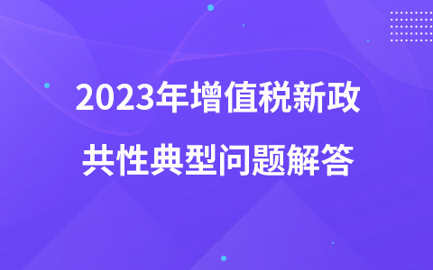 2023年增值稅新政共性典型問題解答