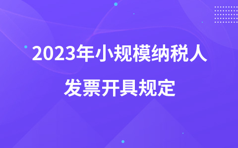 2023年小規(guī)模納稅人發(fā)票開具規(guī)定