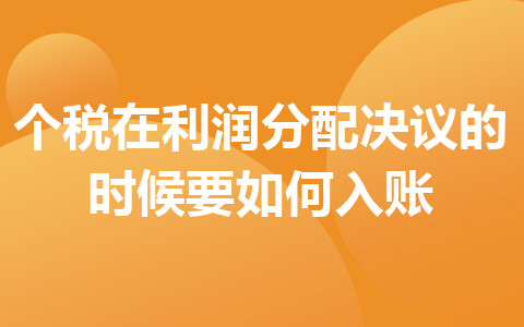 個稅在利潤分配決議的時(shí)候要如何入賬
