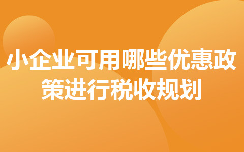 小企業(yè)可用哪些優(yōu)惠政策進行稅收規(guī)劃